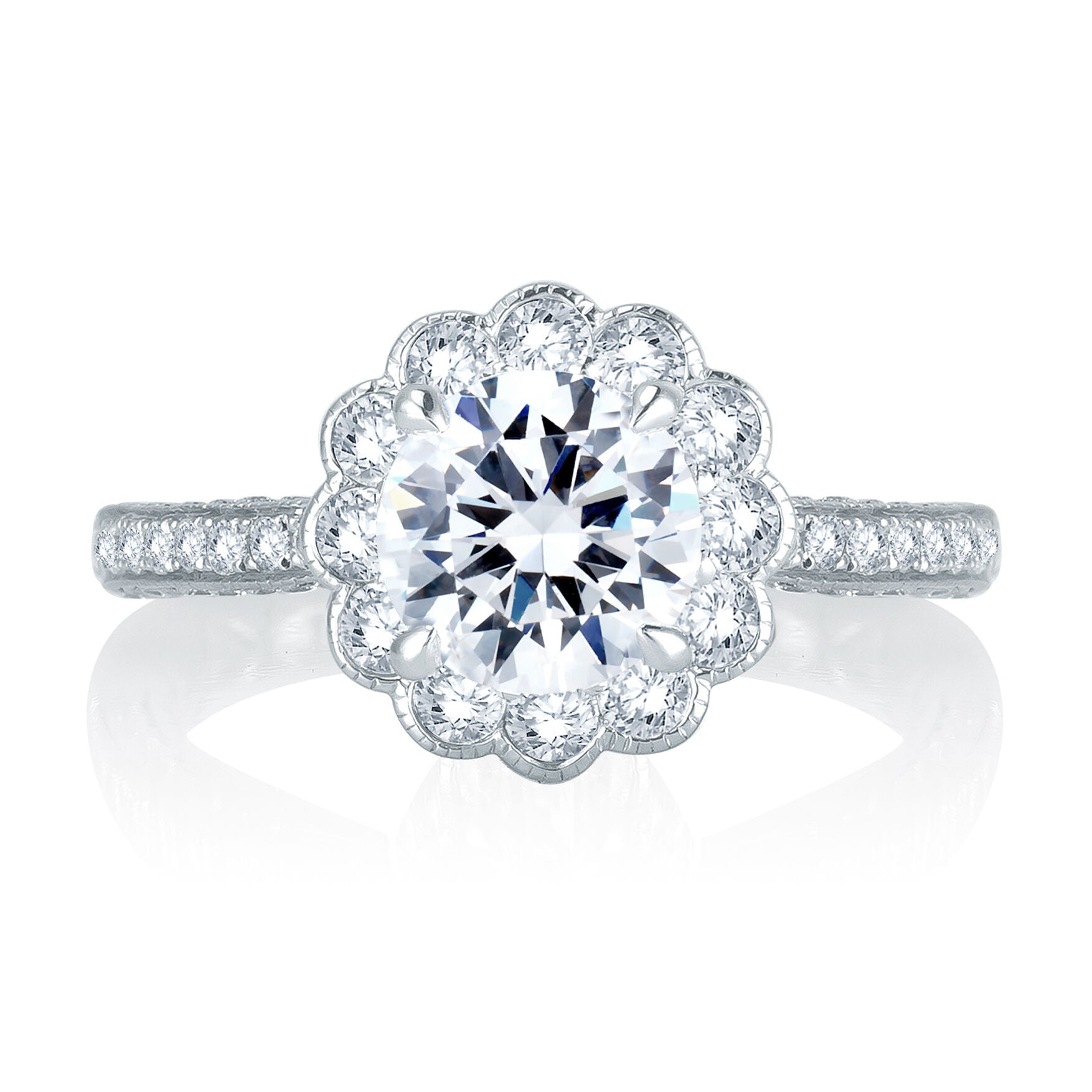 18K WHITE GOLD ROUND DIAMOND ENGAGEMENT RING