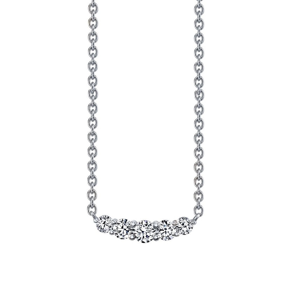 14KW Parade Stationed Five Stone Diamond Pendant Necklace