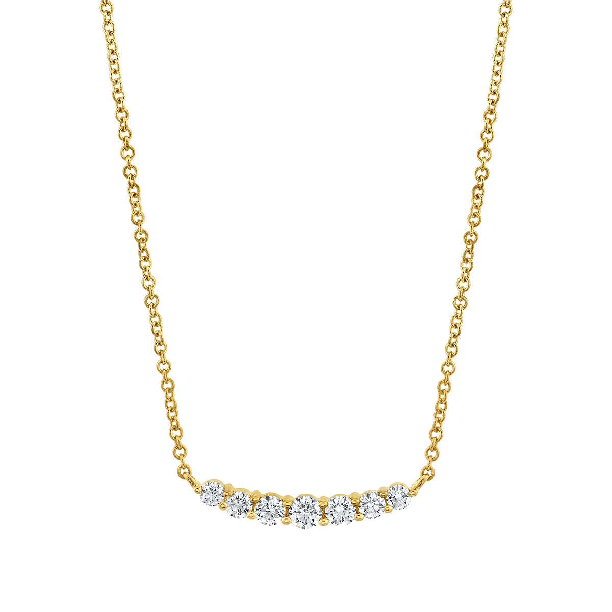 14KY Parade Stationed Seven Stone Diamond Pendant Necklace