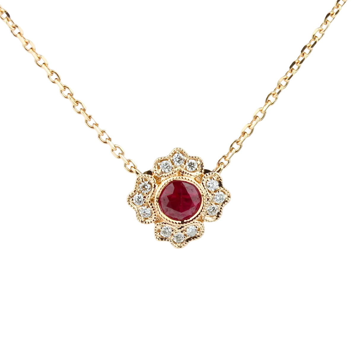 18KY Parade Ruby Pendant with Diamond Accent
