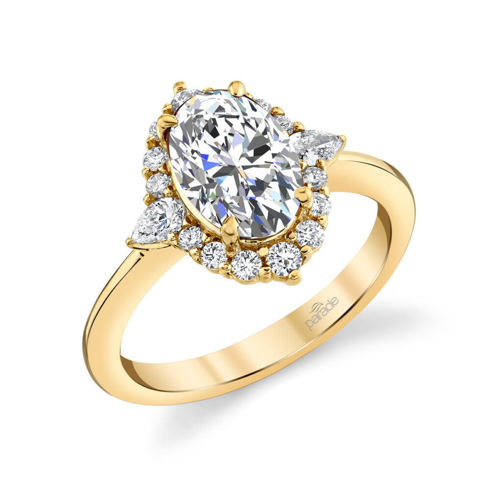 18KY Parade Hemera Oval Halo Semi-Mount Engagement Ring