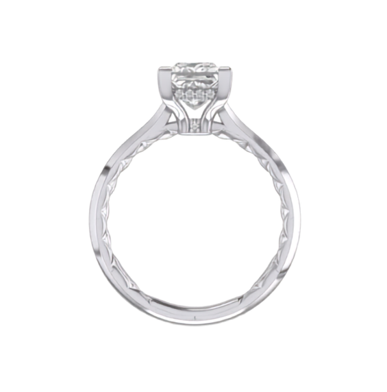 14KW A. Jaffe Princess Cut Solitaire Engagement Ring with Under Halo