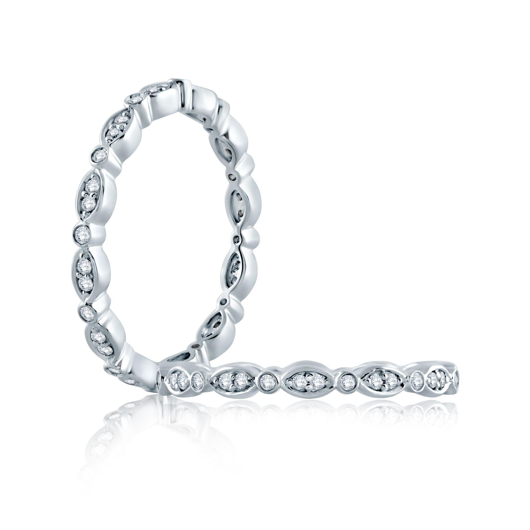 18KW A. Jaffe Scalloped Diamond Eternity Wedding Band