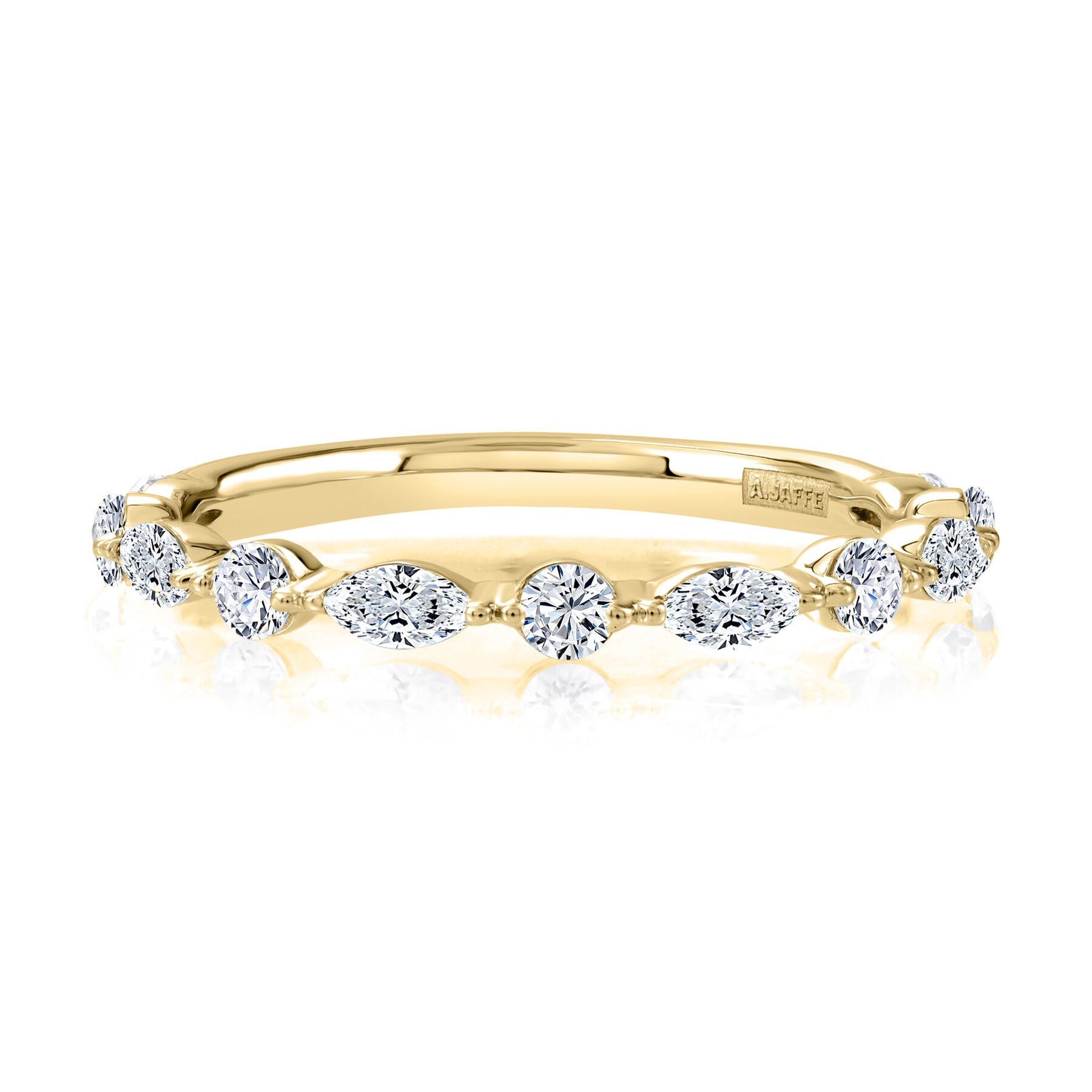 14KY A. Jaffe Alternating Marquise and Round Diamond Wedding Band