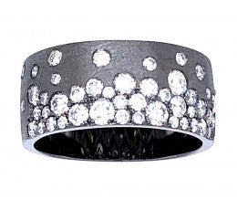 14K Black Finish Confetti Diamond Cigar Band