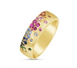14KY Confetti Rainbow Sapphire Band