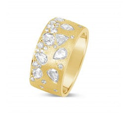 18KY Confetti Rose Cut Diamond Cigar Band