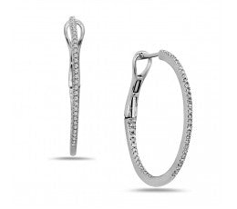 14KW 26MM Diamond Hoop Earrings