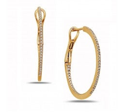 14KY 26MM Diamond Hoop Earrings