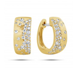 14KY Confetti Diamond Oval Flat Huggie Earring