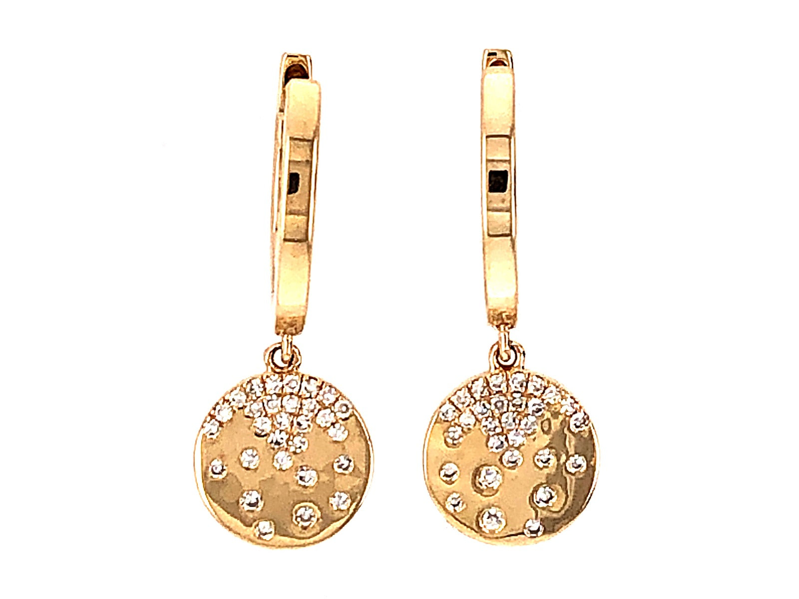 14KY Confetti Round Diamond Disc Earrings