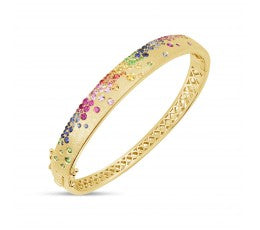 14KY Confetti Rainbow Sapphire Bangle