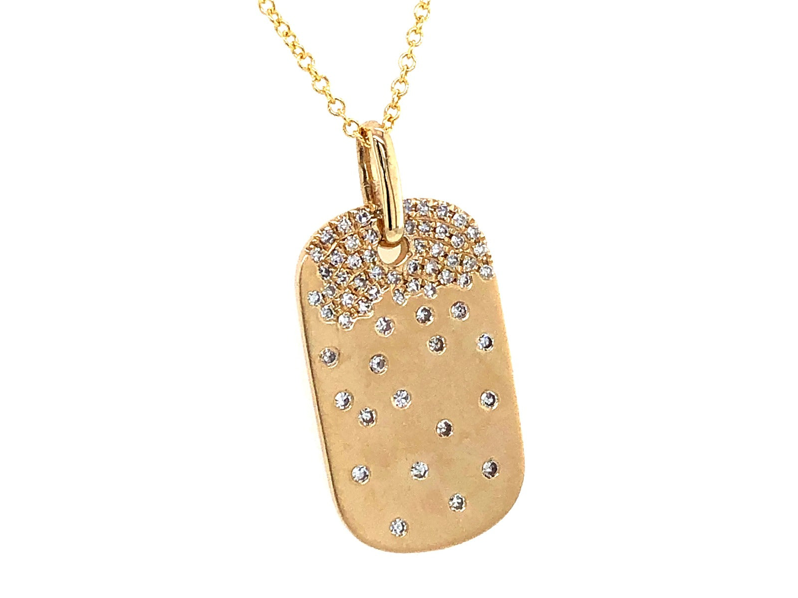 14KY Confetti Diamond Set Dog TAG Pendant