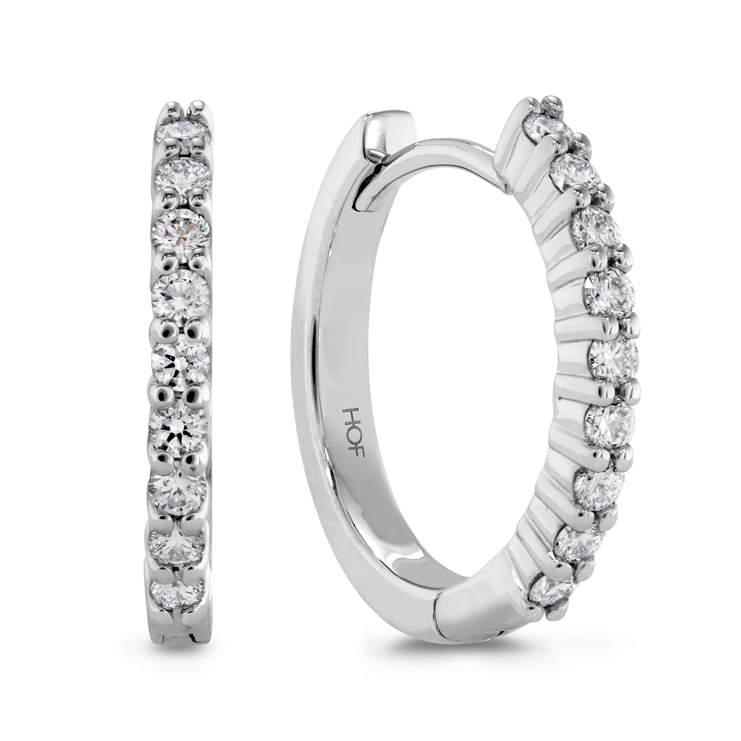 18KW Hearts On Fire Mini Diamond Hoop Earring