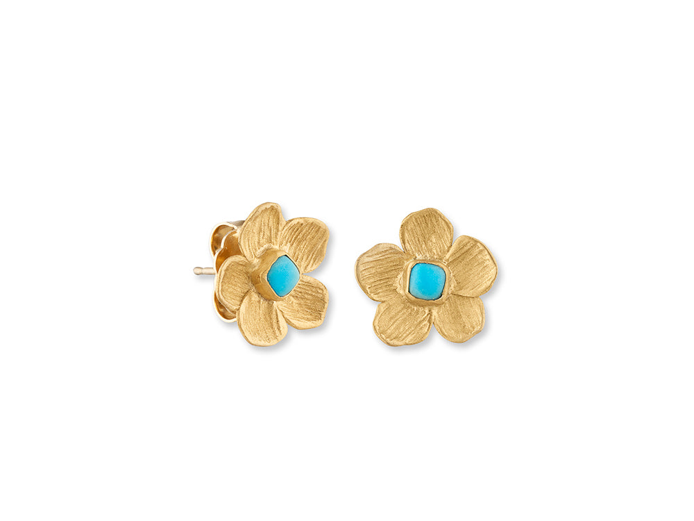 22KY Buttercup Sleeping Beauty Turquoise Stud Earrings