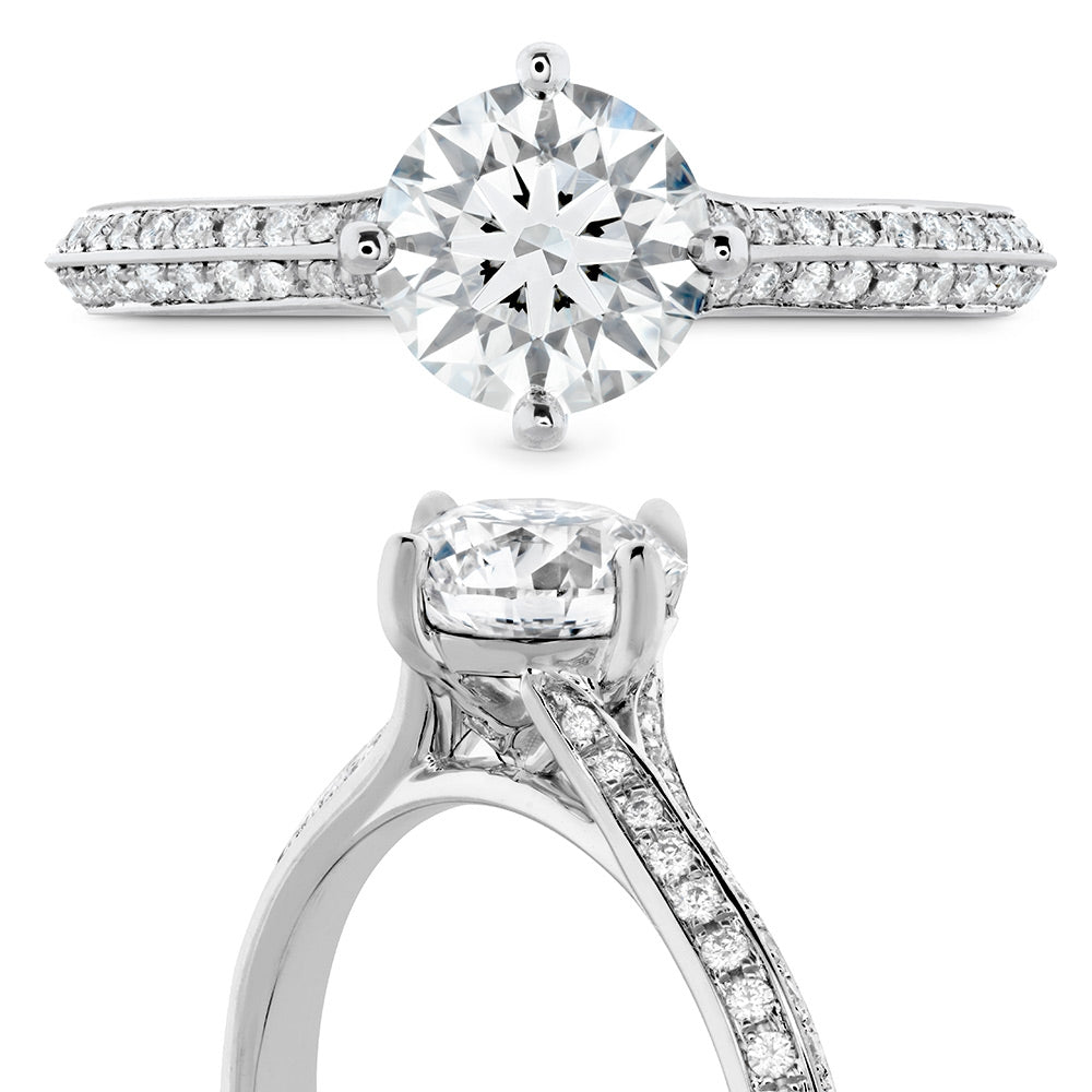 Platinum "Camilla" Pave Knife Edge Diamond Semi-Mount Ring