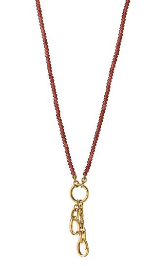 18KY "Design Your Own" Garnet Charm Chain Necklace, 2 Charm Stations