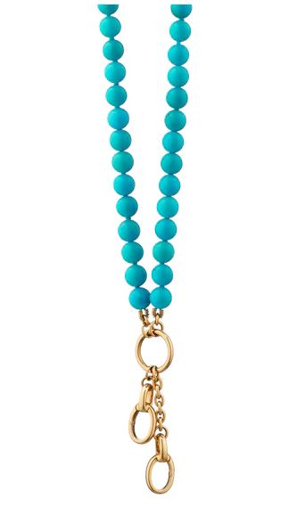 18KY "Design Your Own" Turquoise Necklace, 2 Charm Stations
