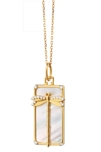 18KY Mother Of Pearl Dragonfly Pendant
