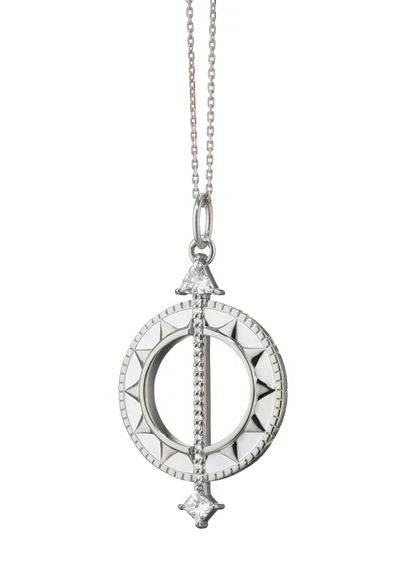 SS White Enamel Sundial Charm - Time Is Precious