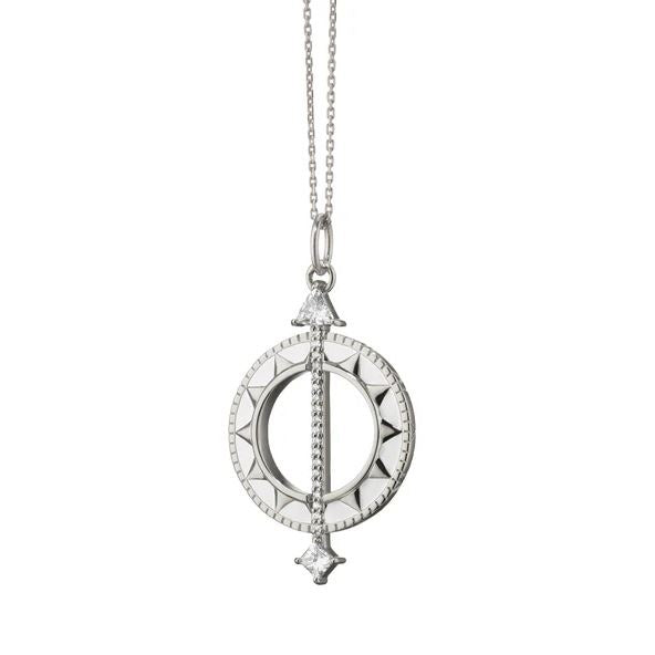 SS White Enamel Sundial Charm - Time Is Precious