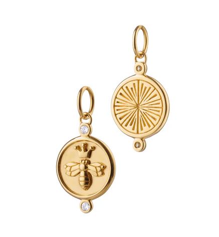 18KY "Queen Bee" Charm With Diamonds