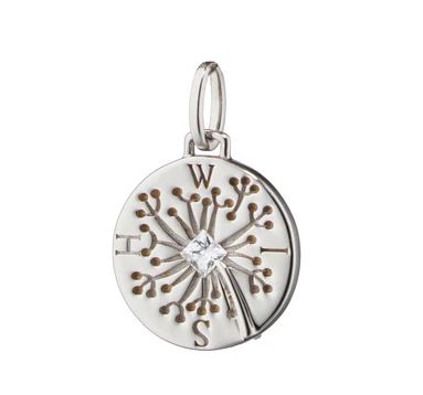 SS "Wish" Dandelion Sterling Silver Intaglio Charm With Princess Cut Sapphire