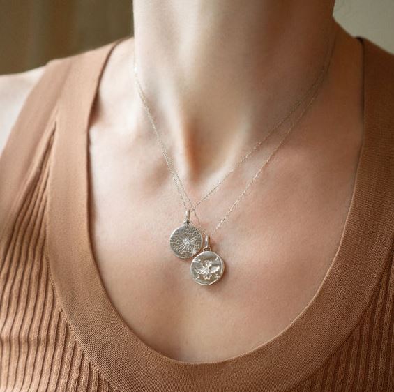 SS "Wish" Dandelion Sterling Silver Intaglio Charm With Princess Cut Sapphire