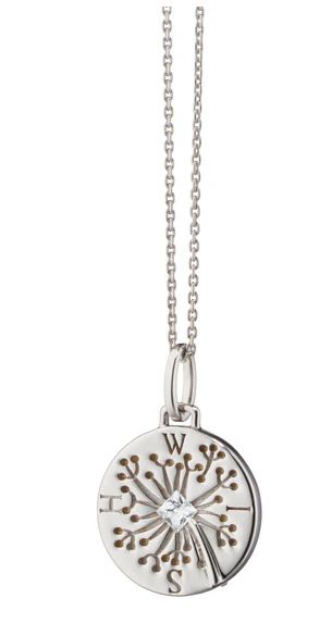 SS "Wish" Dandelion Sterling Silver Intaglio Charm With Princess Cut Sapphire