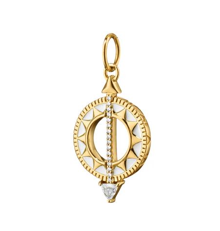 18KY Mini White Enamel Sundial - Time Is Precious