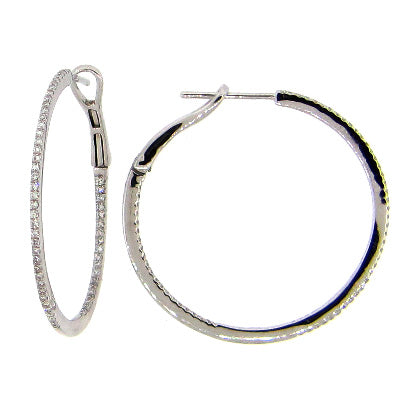 14KY 30MM Diamond Hoop Earrings