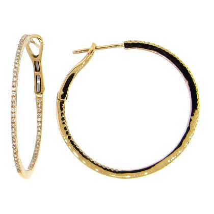 14KY 30MM Diamond Hoop Earrings