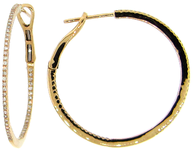 14KY 30MM Diamond Hoop Earrings