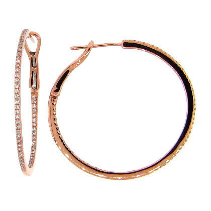 14KR 30MM Diamond Hoop Earrings