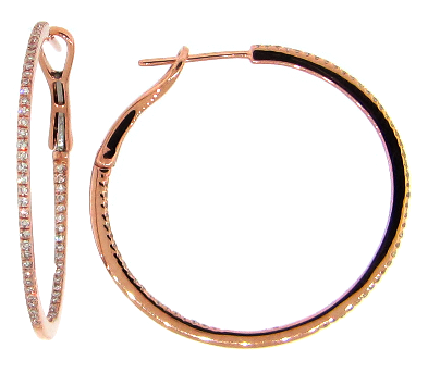 14KR 30MM Diamond Hoop Earrings