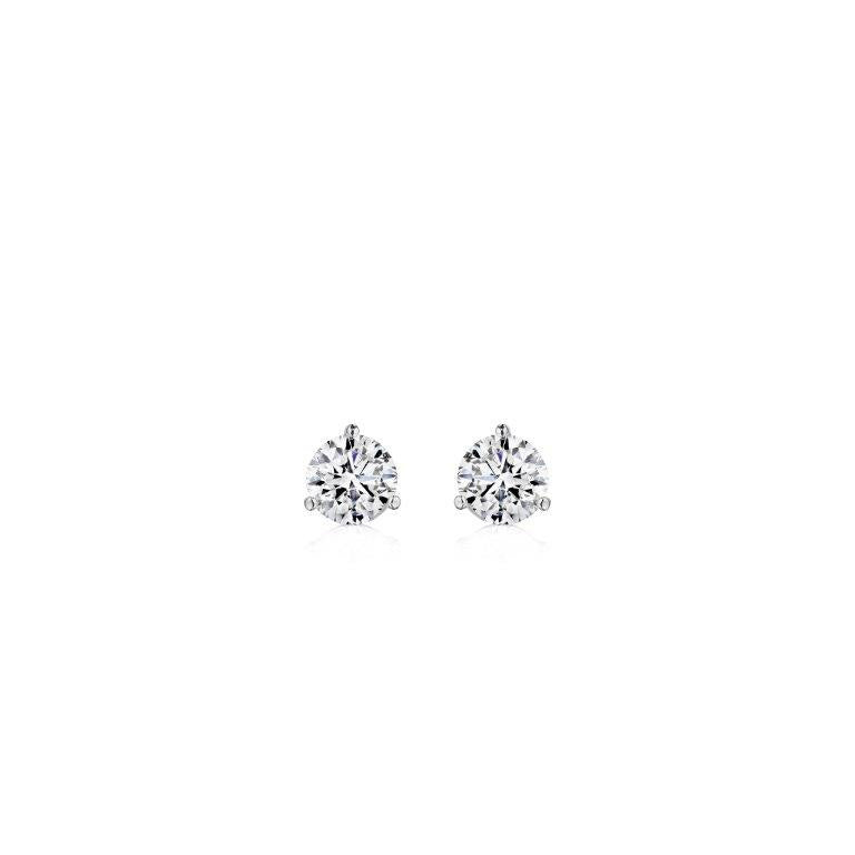 14KW Three Prong Diamond Stud Earrings