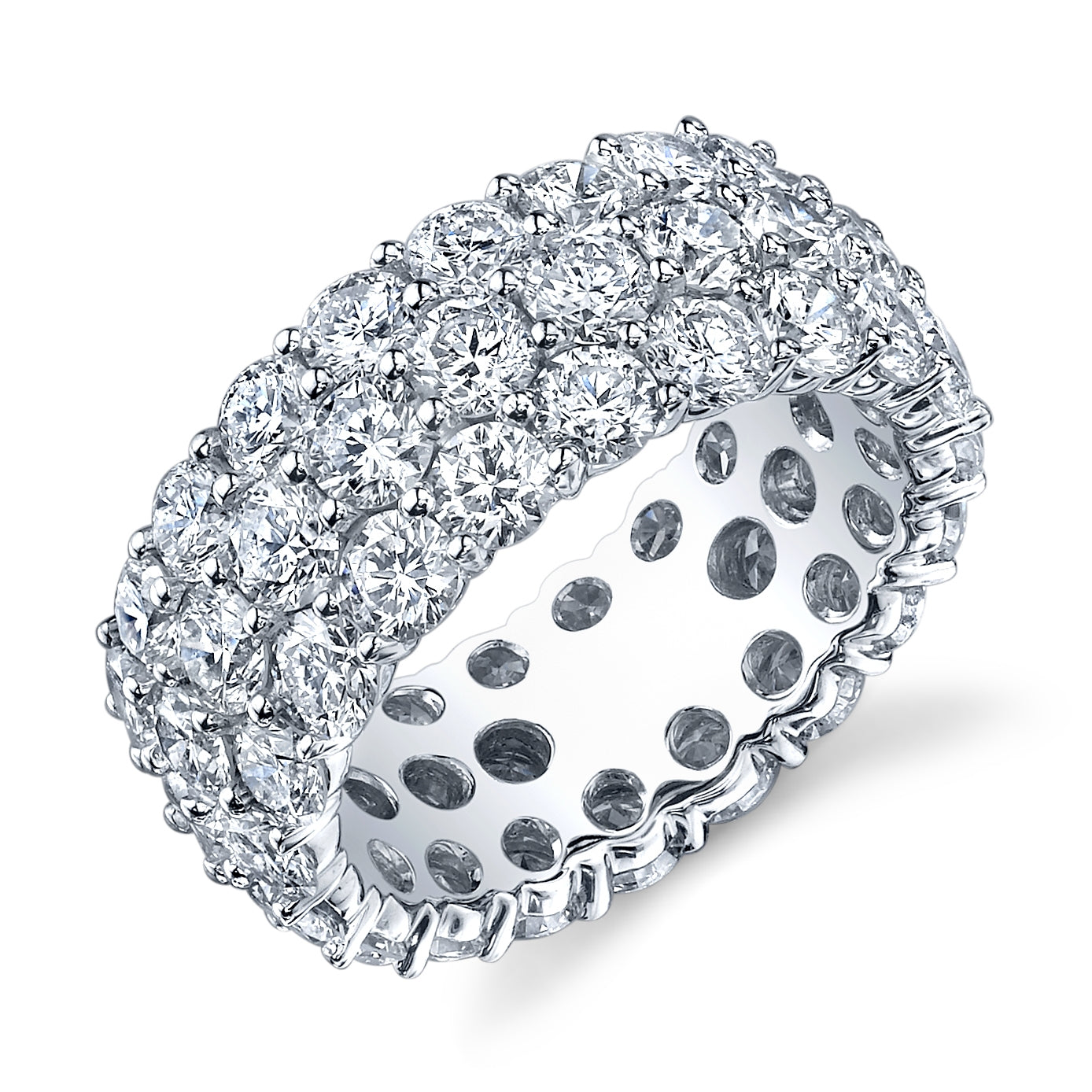 Platinum 3-Row Band 60 Diamonds Ring
