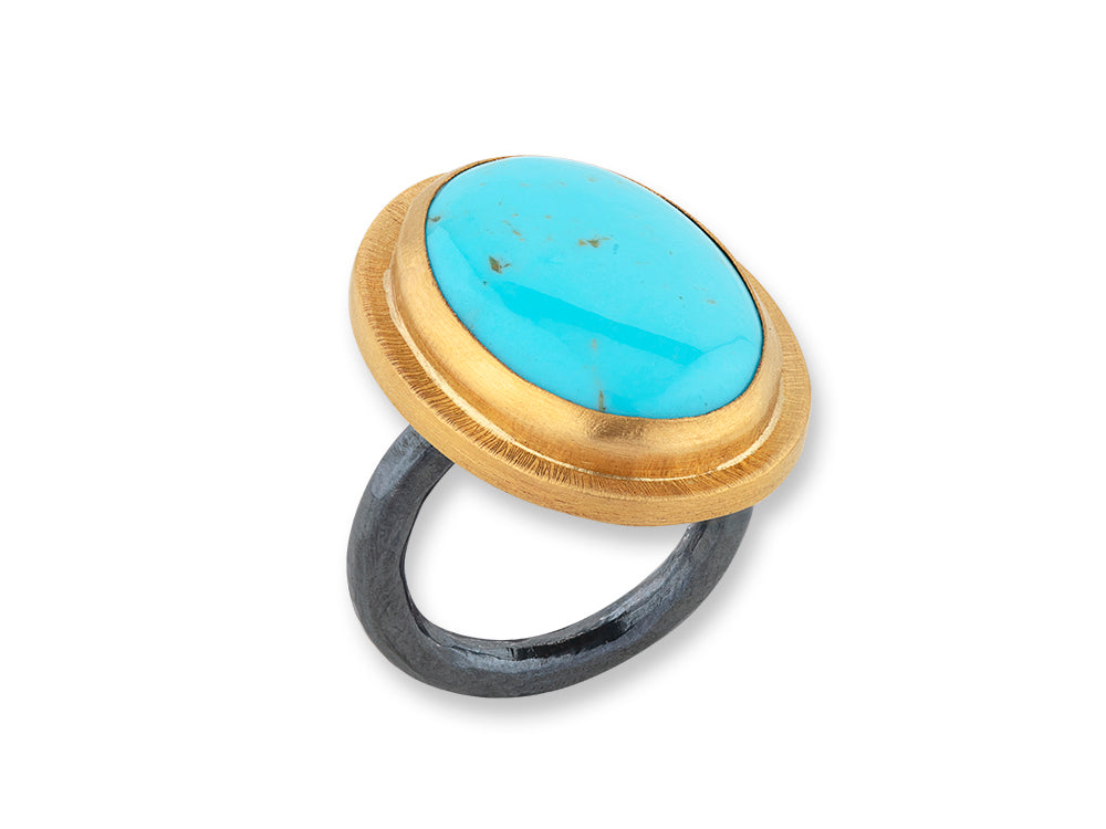 SS/24KY Gela Cabachon Oval Kingman Turquoise Ring
