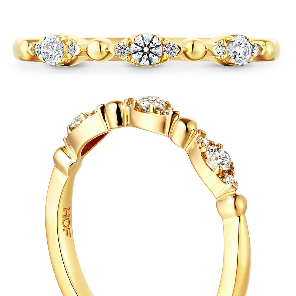 18KY "Regal" Beaded Diamond Wedding Band