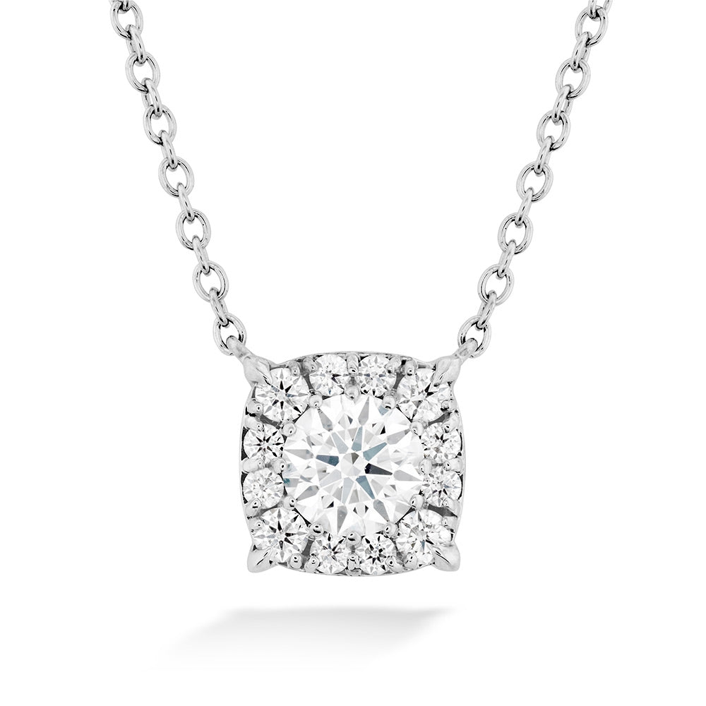 18KW Diamond Square Halo Pendant