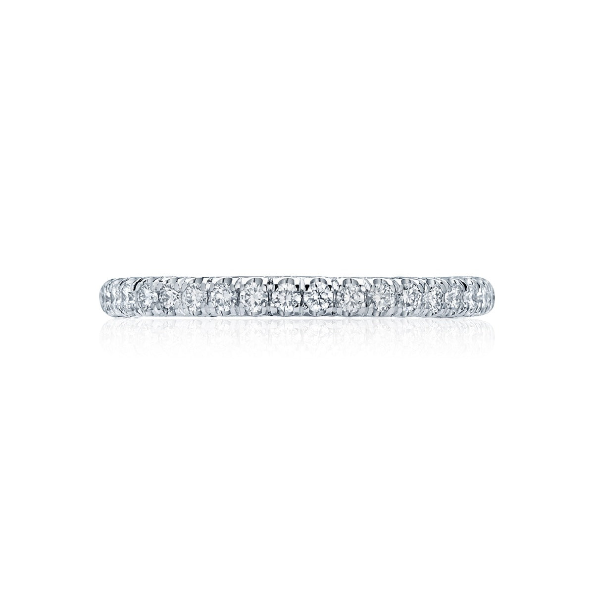 18KW Petite Crescent French Pavé Diamond Wedding Band