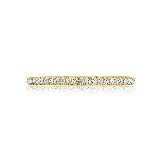 18KY Petite Crescent French Pavé Diamond Wedding Band