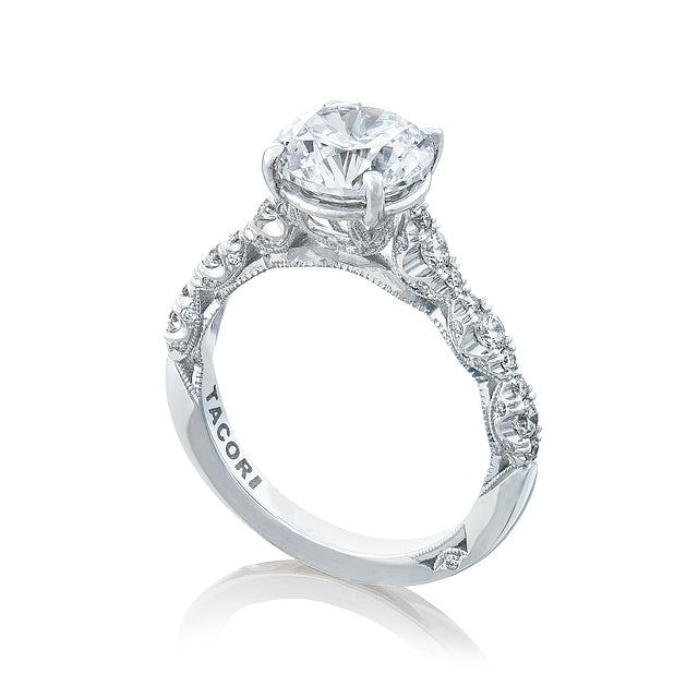 18KW Petite Crescent Round Solitaire Engagement Ring