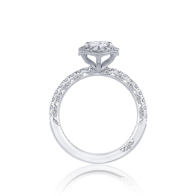 18KW Petite Crescent Oval Bloom Engagement Ring