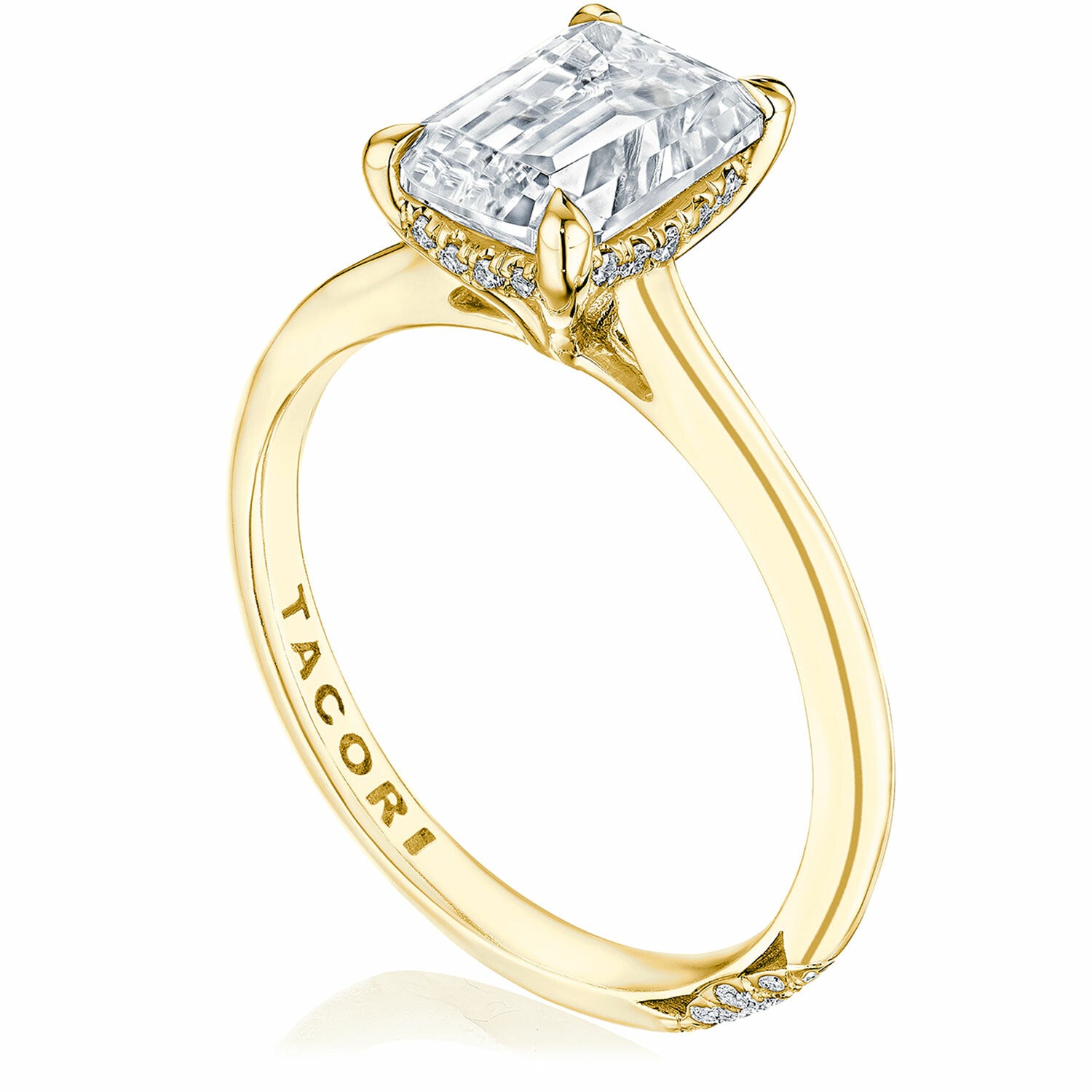 18KY Tacori Founder's Collection Emerald Solitaire Engagement Ring