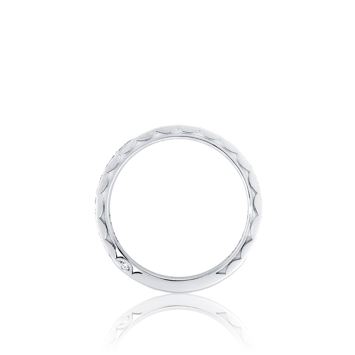 Platinum Sculpted Crescent Pavé Diamond Wedding Band