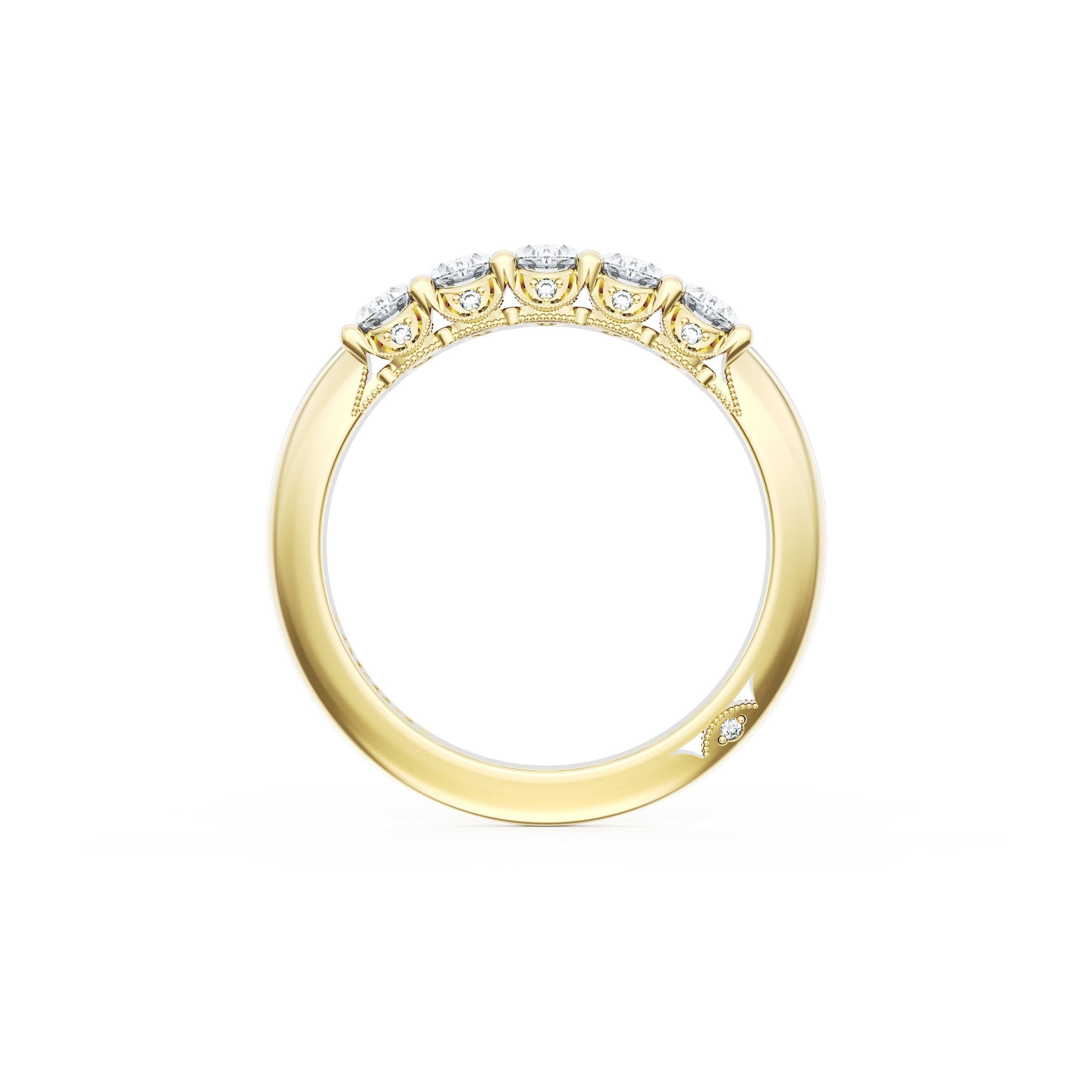 18K YELLOW GOLD 5 STONE OVAL BAND