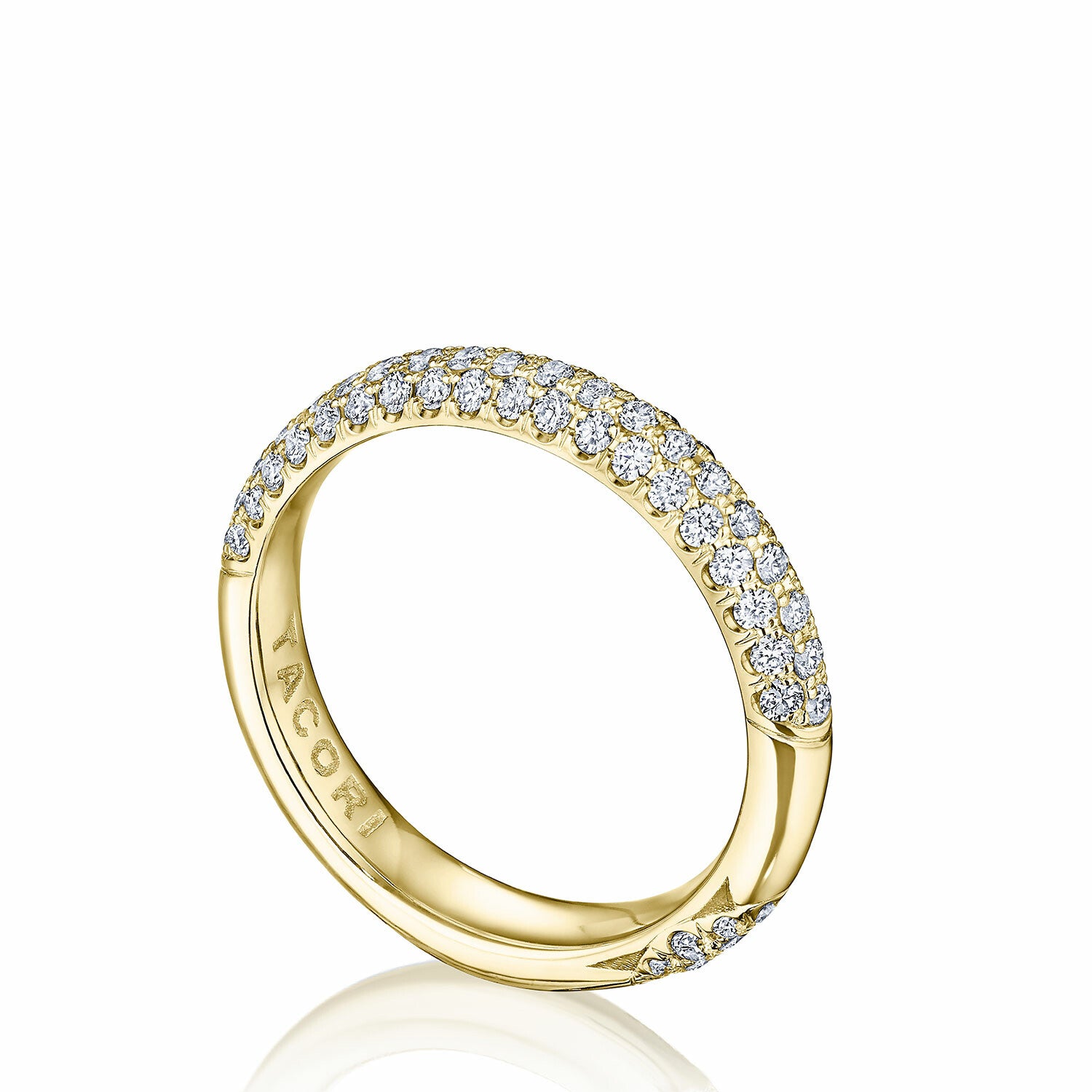 18K YELLOW GOLD 3 ROW DIAMOND BAND