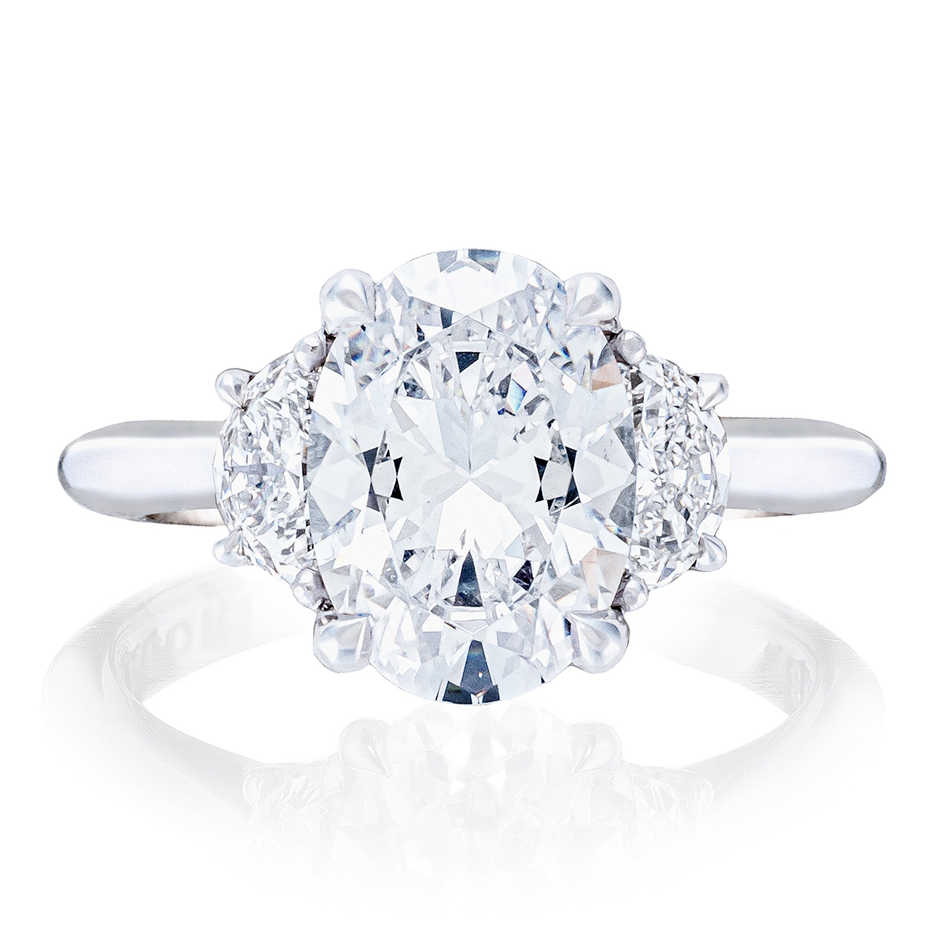 Platinum Tacori Founder's Collection Oval Three Stone Engagement Ring
