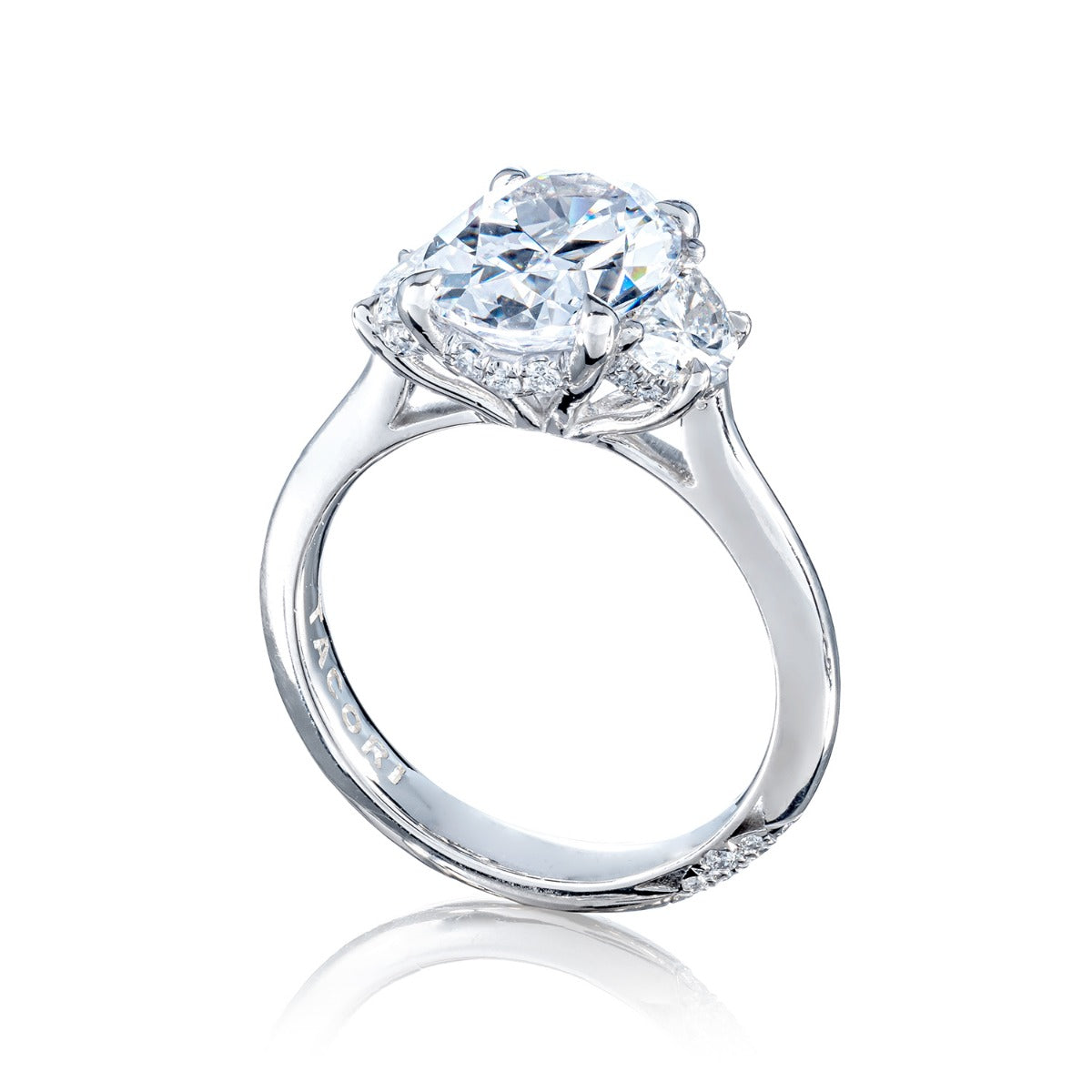 Platinum Founder's Collection Oval 3-Stone Engagement Ring
